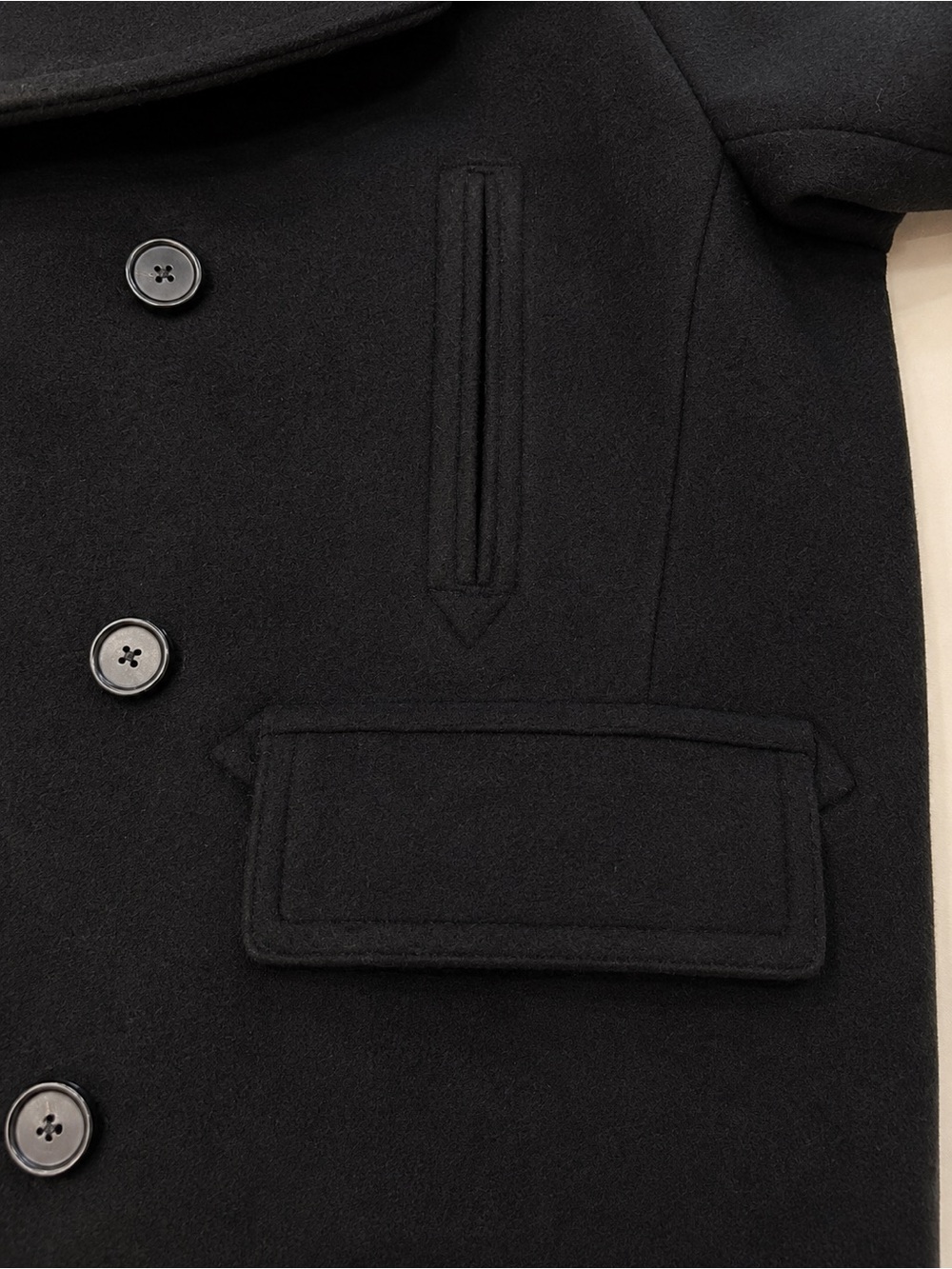 NWT Quince Wool Cashmere Peacoat Black XL Double Breasted Winter Coat Men - Picture 6 of 8